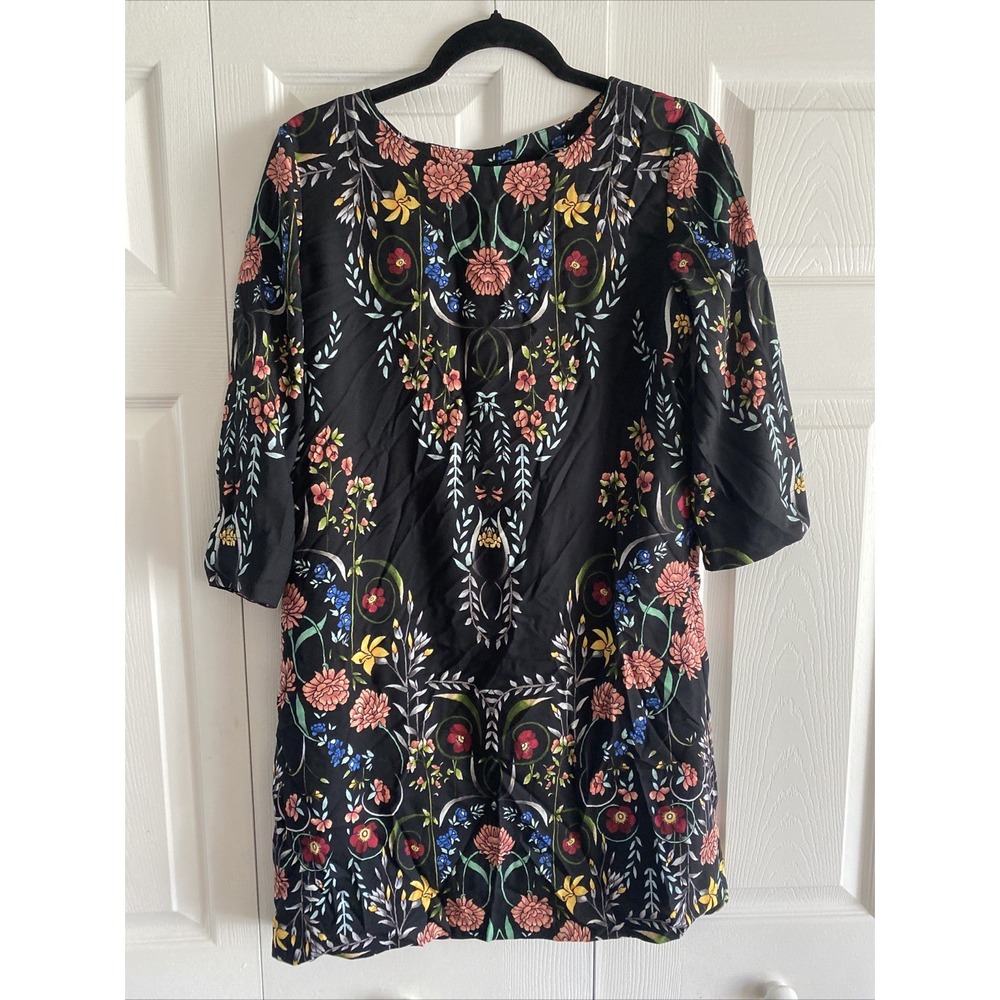 Desigual Floral Shift Dress Womens‎ Size 8 Black Mirror Print Dark Floral Chic